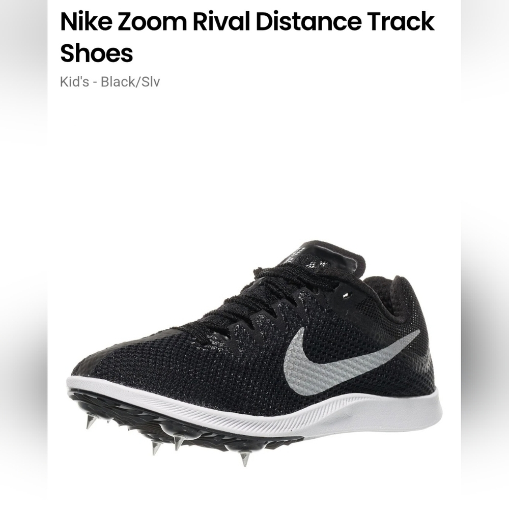 Nike Zoom Rival Distance Black and Silver Track Shoes Sz 5 1/2